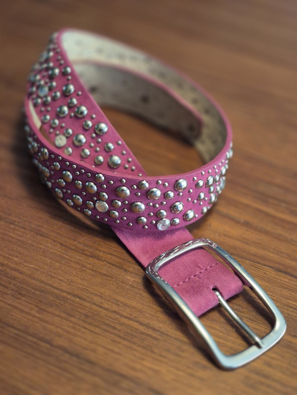 Vintage Suede Studded Pink Women's Belt Small